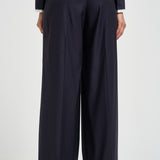 Pantaloni donna in twill lucido blu notte A04798 06461861 PESERICO 