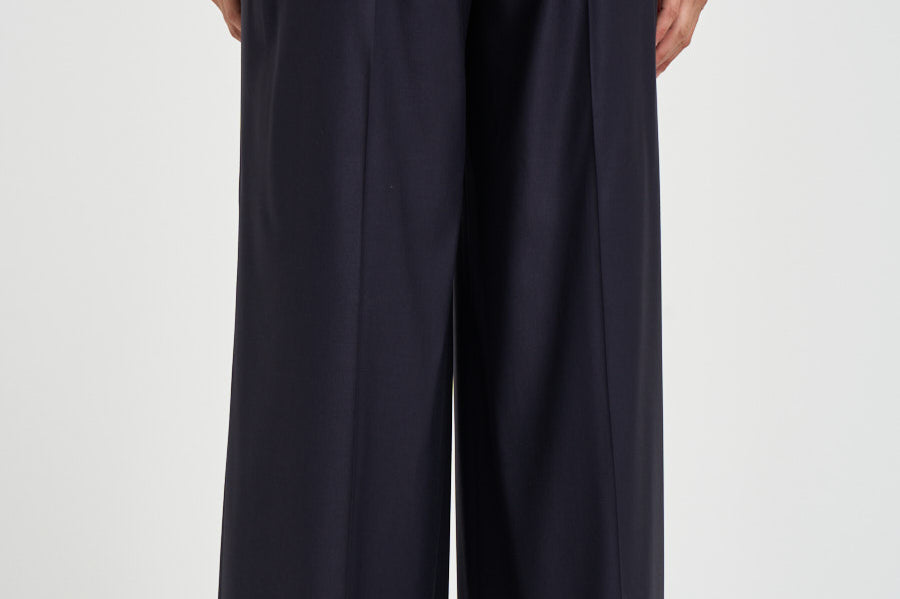 Pantaloni donna in twill lucido blu notte A04798 06461861 PESERICO 