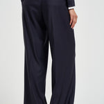 Pantaloni donna in twill lucido blu notte A04798 06461861 PESERICO 