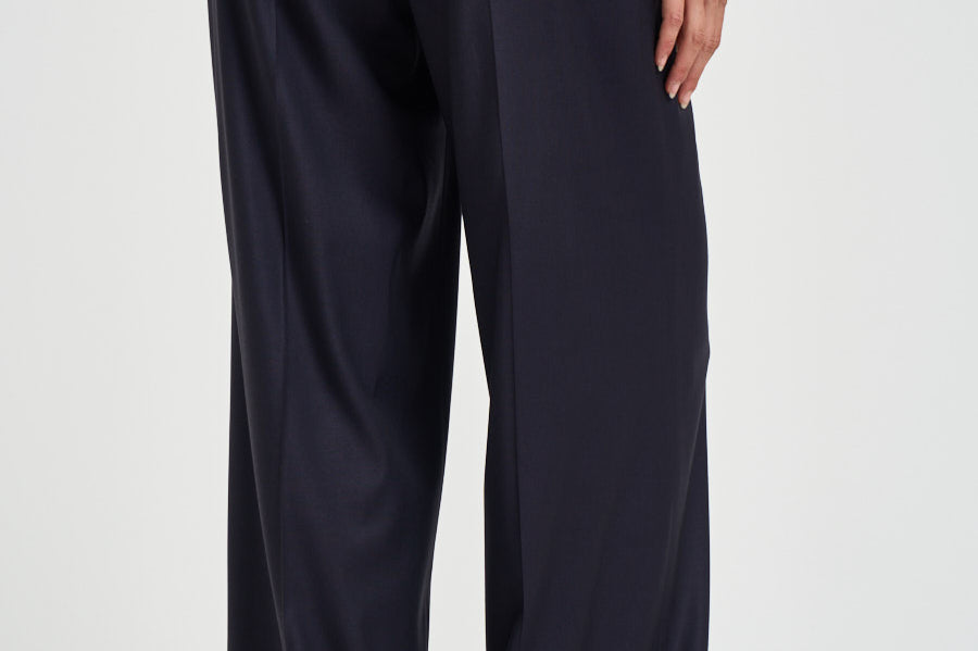 Pantaloni donna in twill lucido blu notte A04798 06461861 PESERICO 