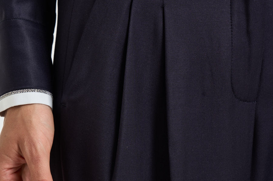 Pantaloni donna in twill lucido blu notte A04798 06461861 PESERICO 