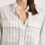 Camicia donna bianca gessata a righe grigie A06168D 05220972 PESERICO 