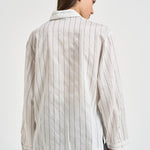 Camicia donna bianca gessata a righe grigie A06168D 05220972 PESERICO 
