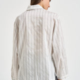 Camicia donna bianca gessata a righe grigie A06168D 05220972 PESERICO 