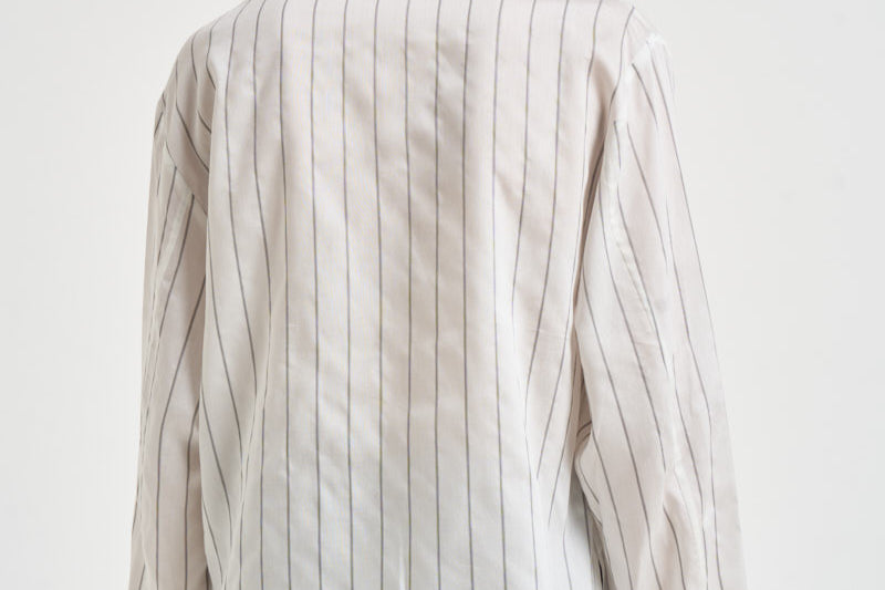 Camicia donna bianca gessata a righe grigie A06168D 05220972 PESERICO 