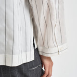 Camicia donna bianca gessata a righe grigie A06168D 05220972 PESERICO 