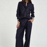 Camicia donna in twill lucido blu notte A06818D 06461861 PESERICO 