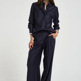 Camicia donna in twill lucido blu notte A06818D 06461861 PESERICO 