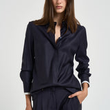 Camicia donna in twill lucido blu notte A06818D 06461861 PESERICO 