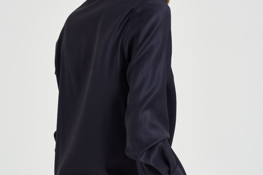 Camicia donna in twill lucido blu notte A06818D 06461861 PESERICO 