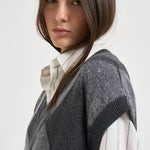 Gilet donna in maglia a rombi grigio antracite A99226F07 A9340A72 PESERICO 