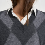 Gilet donna in maglia a rombi grigio antracite A99226F07 A9340A72 PESERICO 
