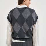 Gilet donna in maglia a rombi grigio antracite A99226F07 A9340A72 PESERICO 