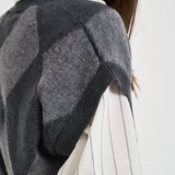 Gilet donna in maglia a rombi grigio antracite A99226F07 A9340A72 PESERICO 