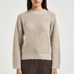 Maglia donna tricot traforato avorio A99247F05 G9100G44 PESERICO 