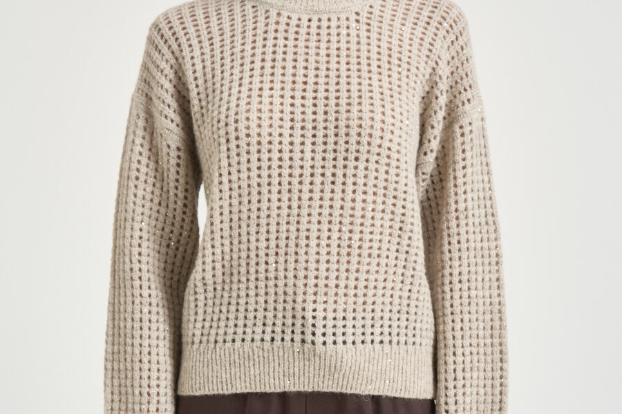 Maglia donna tricot traforato avorio A99247F05 G9100G44 PESERICO 