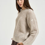 Maglia donna tricot traforato avorio A99247F05 G9100G44 PESERICO 