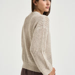 Maglia donna tricot traforato avorio A99247F05 G9100G44 PESERICO 