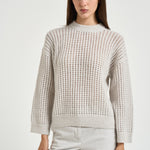 Maglia donna tricot traforato panna A99247F05 G9100G76 PESERICO 