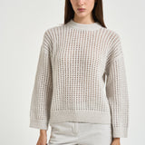 Maglia donna tricot traforato panna A99247F05 G9100G76 PESERICO 