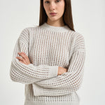 Maglia donna tricot traforato panna A99247F05 G9100G76 PESERICO 