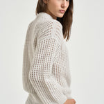 Maglia donna tricot traforato panna A99247F05 G9100G76 PESERICO 