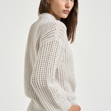 Maglia donna tricot traforato panna A99247F05 G9100G76 PESERICO 