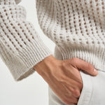 Maglia donna tricot traforato panna A99247F05 G9100G76 PESERICO 