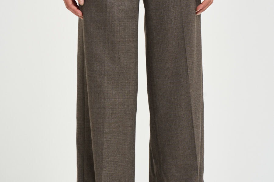 Pantalone donna palazzo marrone mèlange P04567 02666952 PESERICO 