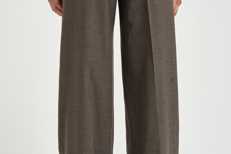 Pantalone donna palazzo marrone mèlange P04567 02666952 PESERICO 