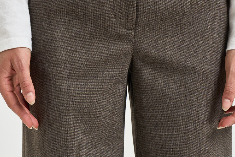 Pantalone donna palazzo marrone mèlange P04567 02666952 PESERICO 