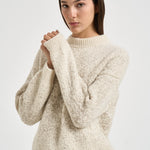 Maglia donna girocollo panna e tortora S99507F05 A9247A40 PESERICO 