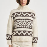 Maglia donna tricot filato moulinè bottonato panna S99527F03 G9243G52 PESERICO 