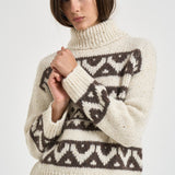 Maglia donna tricot filato moulinè bottonato panna S99527F03 G9243G52 PESERICO 