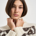 Maglia donna tricot filato moulinè bottonato panna S99527F03 G9243G52 PESERICO 
