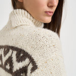 Maglia donna tricot filato moulinè bottonato panna S99527F03 G9243G52 PESERICO 