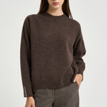 Maglione girocollo in dettagli laminati marrone S99984F07K 09095252 PESERICO 