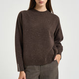 Maglione girocollo in dettagli laminati marrone S99984F07K 09095252 PESERICO 