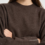 Maglione girocollo in dettagli laminati marrone S99984F07K 09095252 PESERICO 