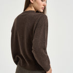 Maglione girocollo in dettagli laminati marrone S99984F07K 09095252 PESERICO 