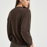 Maglione girocollo in dettagli laminati marrone S99984F07K 09095252 PESERICO 