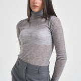 Maglia donna a collo alto e micro paillettes grigia 105821 A2PM MOSSI42 PINKO 