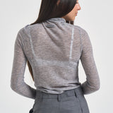 Maglia donna a collo alto e micro paillettes grigia 105821 A2PM MOSSI42 PINKO 