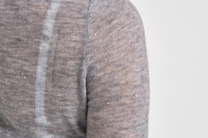 Maglia donna a collo alto e micro paillettes grigia 105821 A2PM MOSSI42 PINKO 
