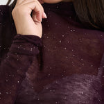 Maglia donna a collo alto e micro paillettes bordeaux 105821 A2PM MOSSW63 PINKO 