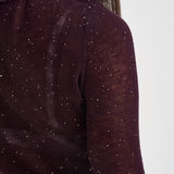 Maglia donna a collo alto e micro paillettes bordeaux 105821 A2PM MOSSW63 PINKO 