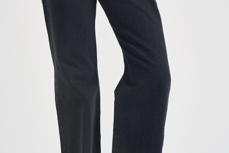 Jeans donna con vita risvoltabile in denim nero 106383 A3KO WANDAPJ4 PINKO 