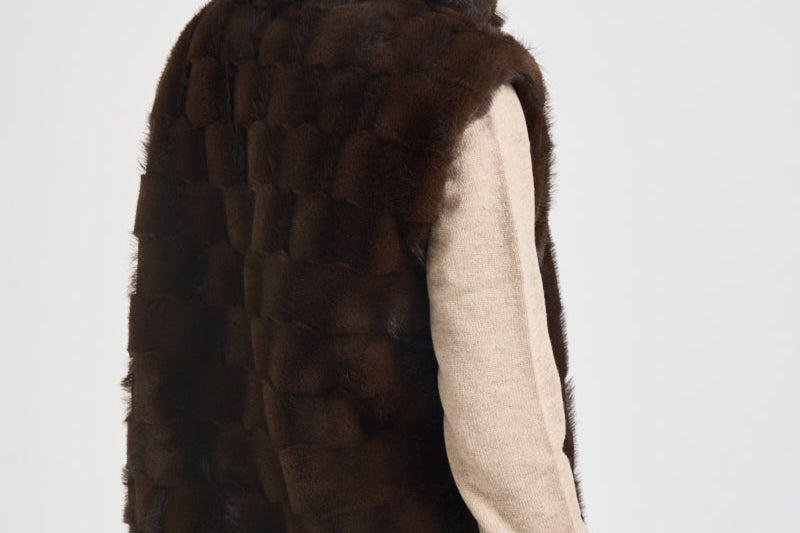 Gilet donna in ecopelliccia marrone 106939A3C5 GLOSSINAM11 PINKO 