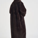 Cappotto donna lungo in ecopelliccia marrone scuro 107168A3FK CALENDULAL72 PINKO 