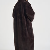 Cappotto donna lungo in ecopelliccia marrone scuro 107168A3FK CALENDULAL72 PINKO 